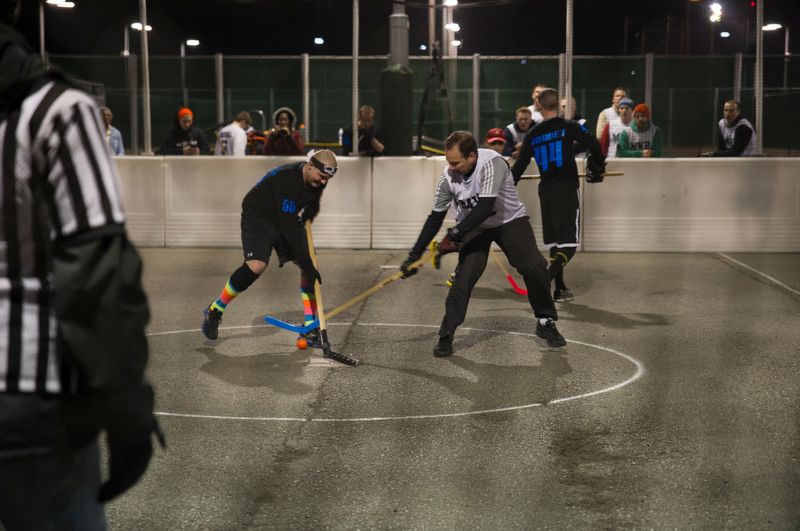 Playing Street Hockey