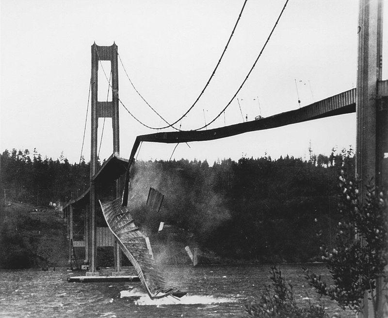 The Collapse of the Tacoma Narrows Bridge Is Studied for Engineering Advancements (1940)