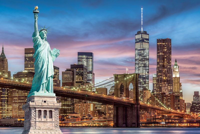 Brooklyn Bridge and Statue of Liberty