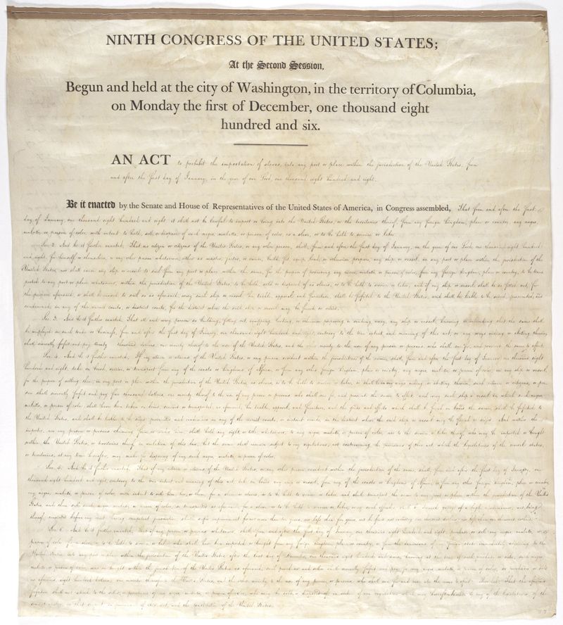 Anti-Slavery Milestone: U.S. Bans New Slave Imports
