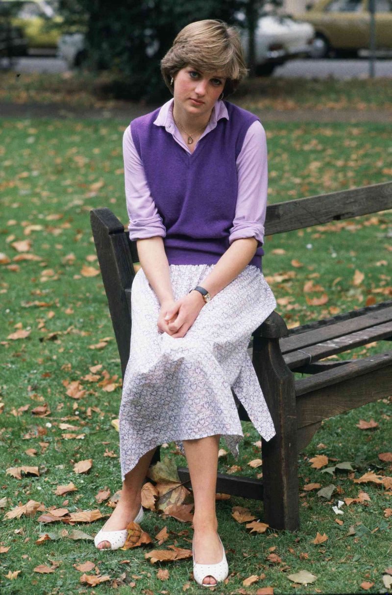 Diana Spencer in a sweater vest in 1980