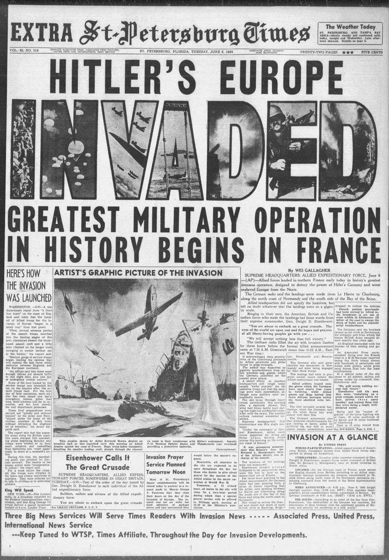 Newspaper Headlines Announcing D-Day