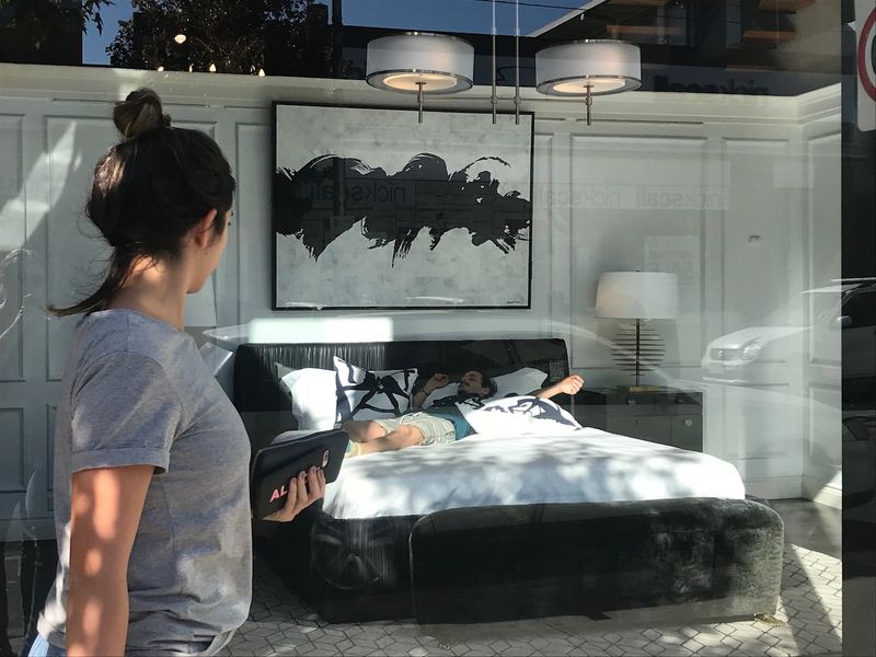 No Sleeping Inside Store Display Beds