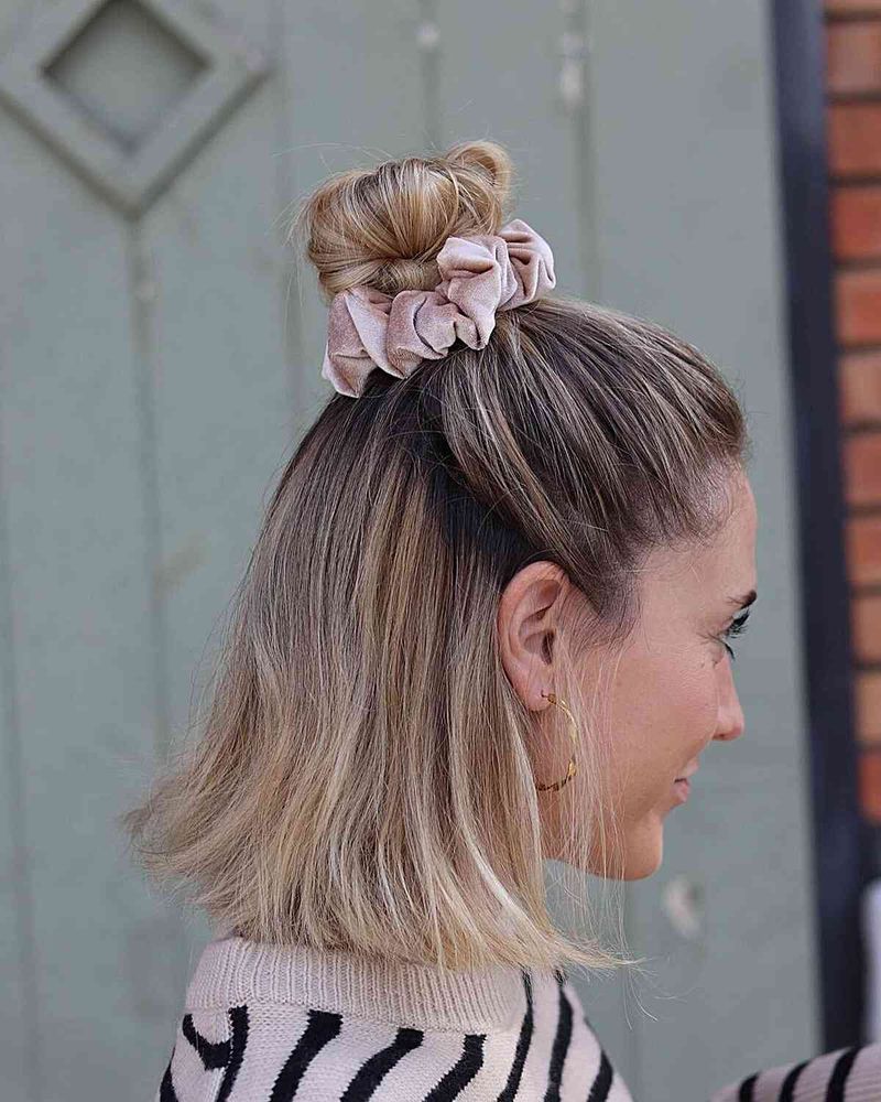 Scrunchie-Stacked Ponytail