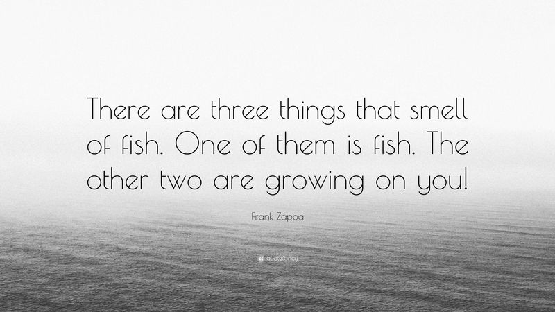 There are three things that smell of fish. One of them is fish. The other two are growing on you!