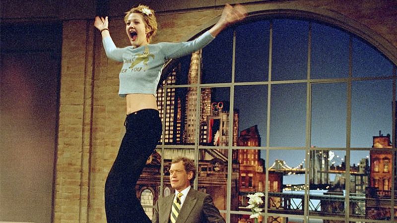 Drew Barrymore Flashes David Letterman