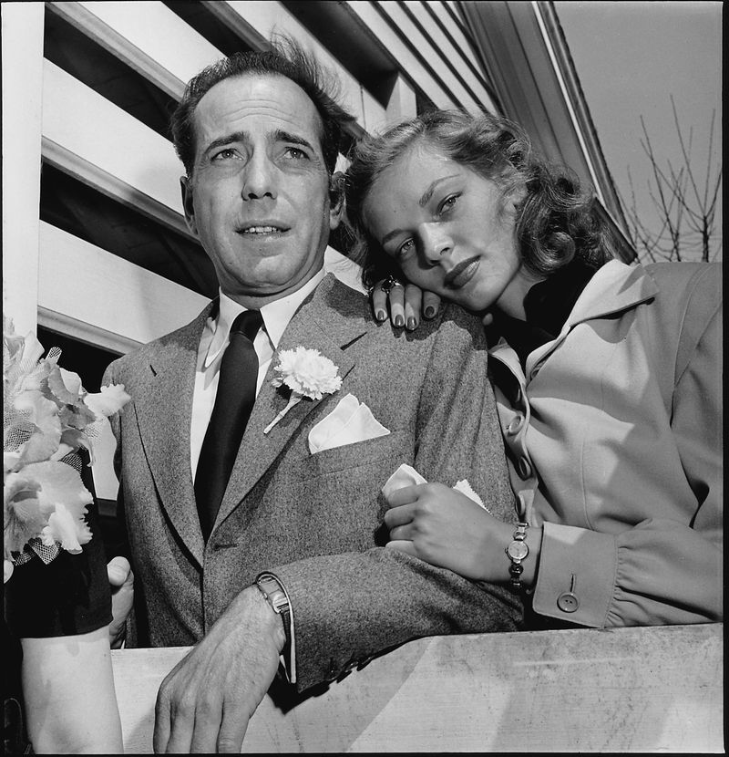 Humphrey Bogart & Lauren Bacall – Tying the knot in 1945, their legendary love story epitomized classic Hollywood charm.