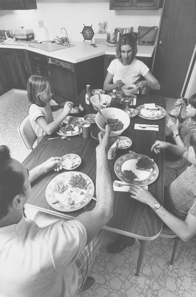 Speaking at the dinner table was prohibited.