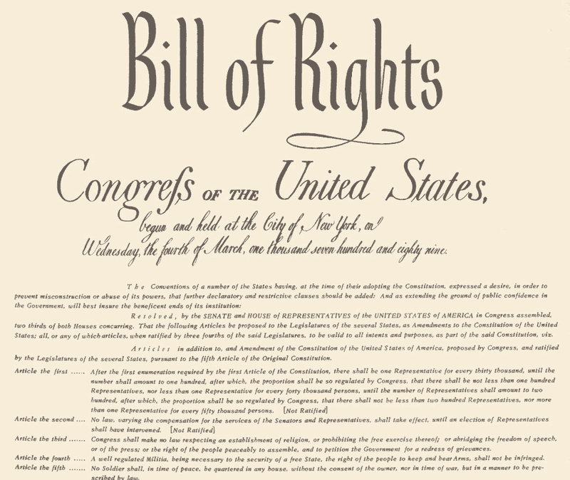1791 – Bill of Rights Ratified