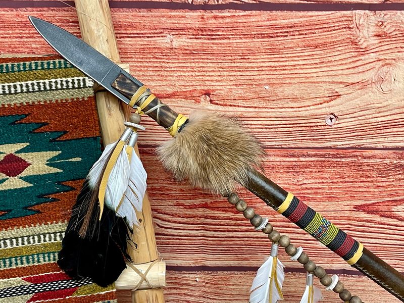 War Lance (Decorated with Feathers and Bones)