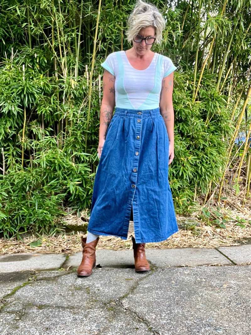 Button-Front Denim Skirts