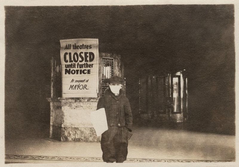 Public-health responses included mask mandates, closure of schools, theaters and churches, strict quarantines, and bans on public gatherings—and even spitting was outlawed in many cities