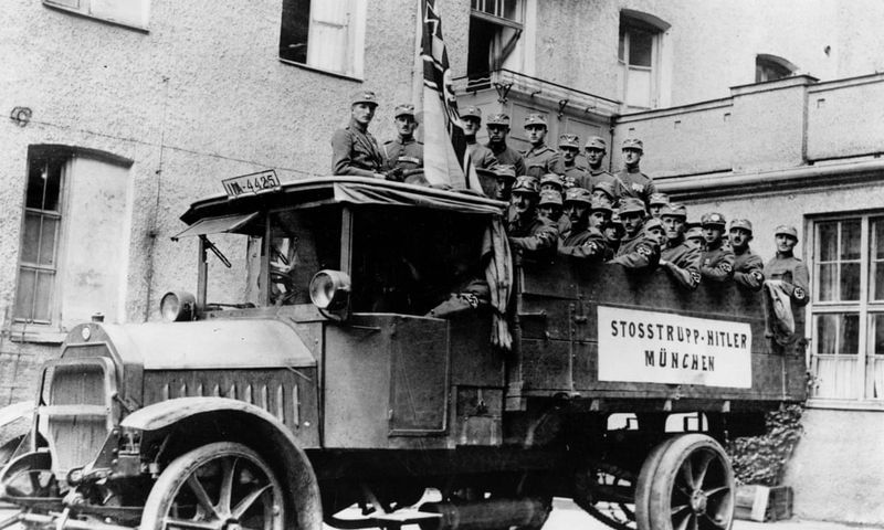 1923: Leads failed Beer Hall Putsch, writes Mein Kampf in prison