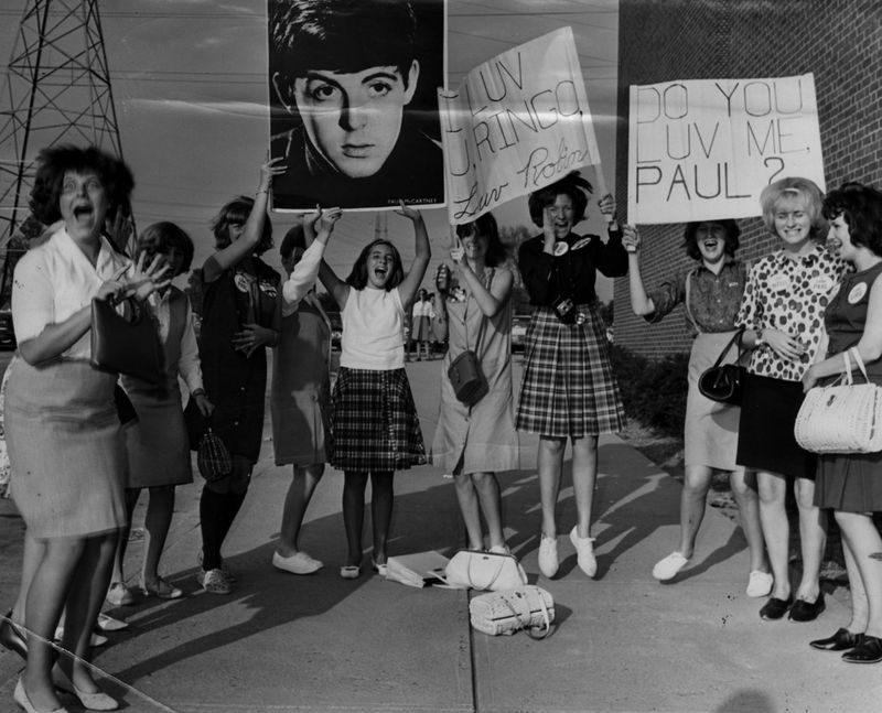 The Beatles and Mini-Clad Fans Collide