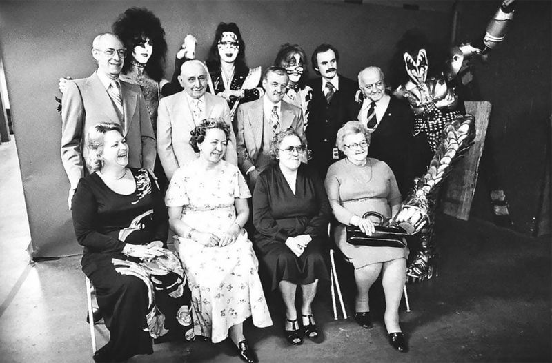 Members of Kiss with their parents (1976)