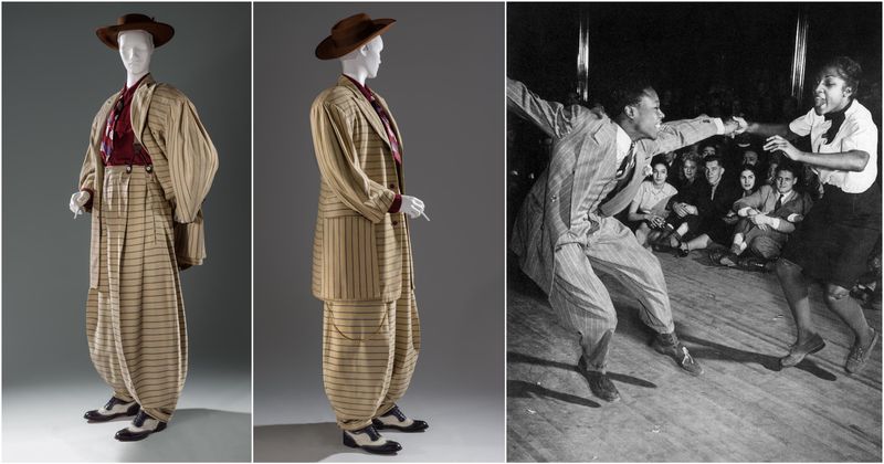 Oversized zoot suits with wide-leg pants