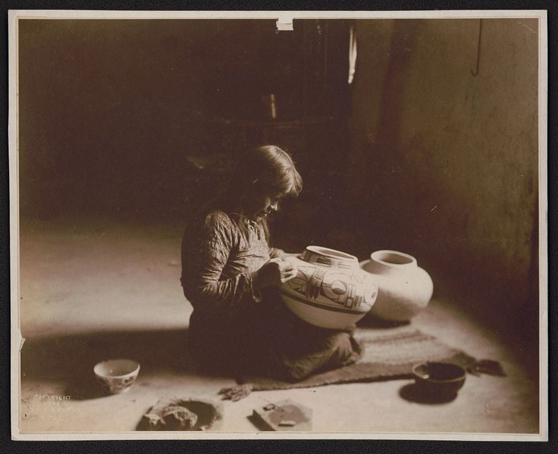 Hopi Potter Shaping Clay by Hand, Ancestral Techniques Preserved (1912)