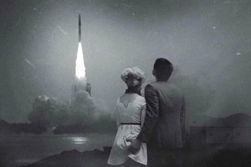 Couple watching Apollo 8 launch (1968)
