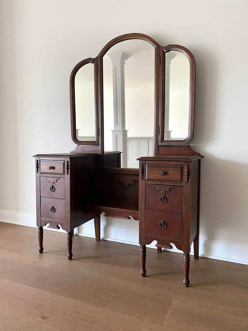Boudoir Vanities with Triple Mirrors