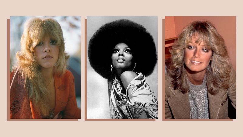 Afros & feathered hair (Farrah Fawcett style)