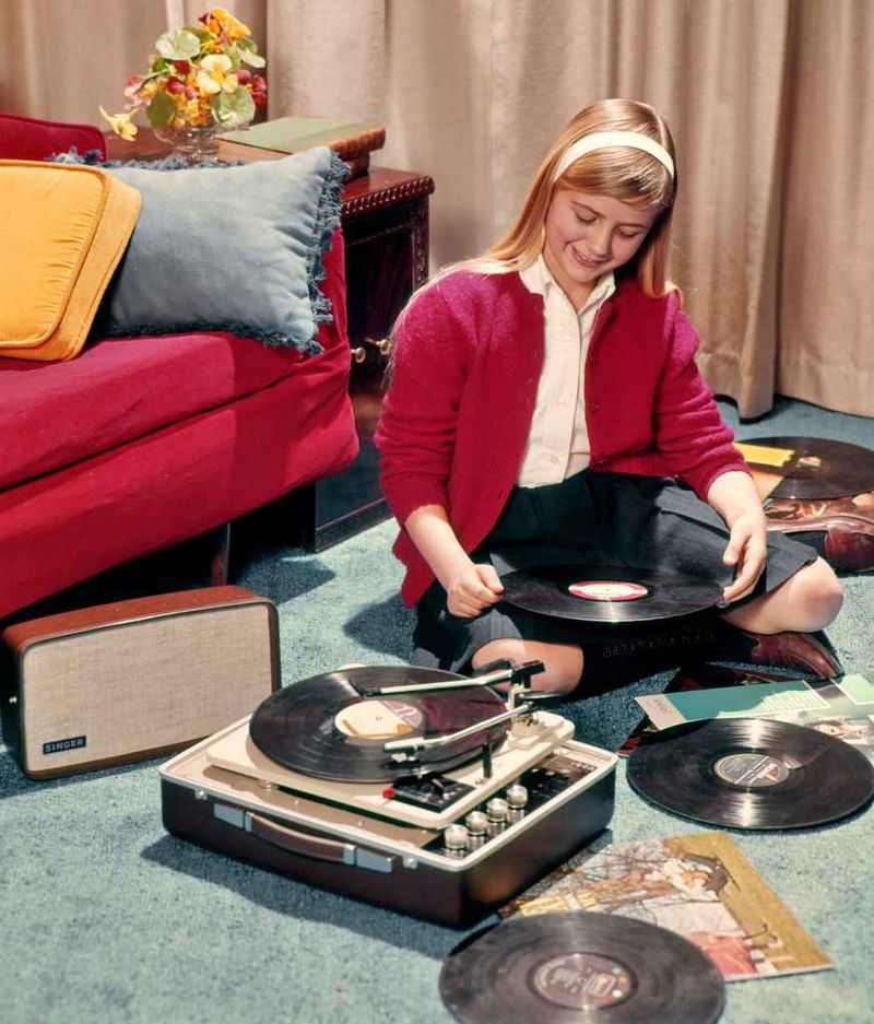 Listening to Music on a Vinyl Record Player