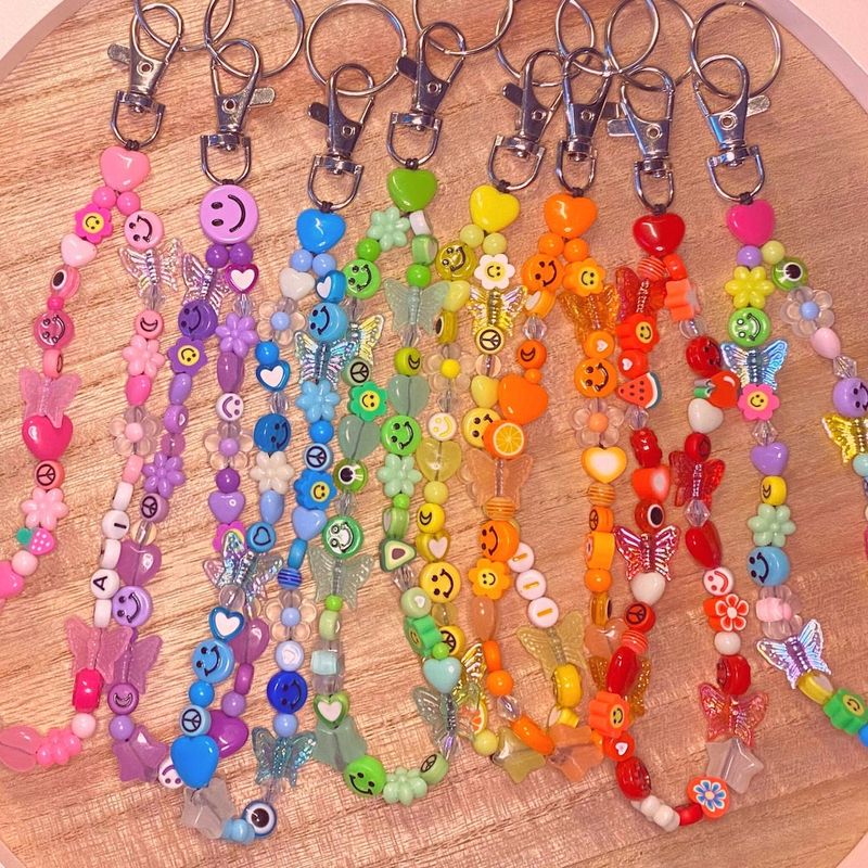 Beaded keychains with school supplies (like mini rulers)