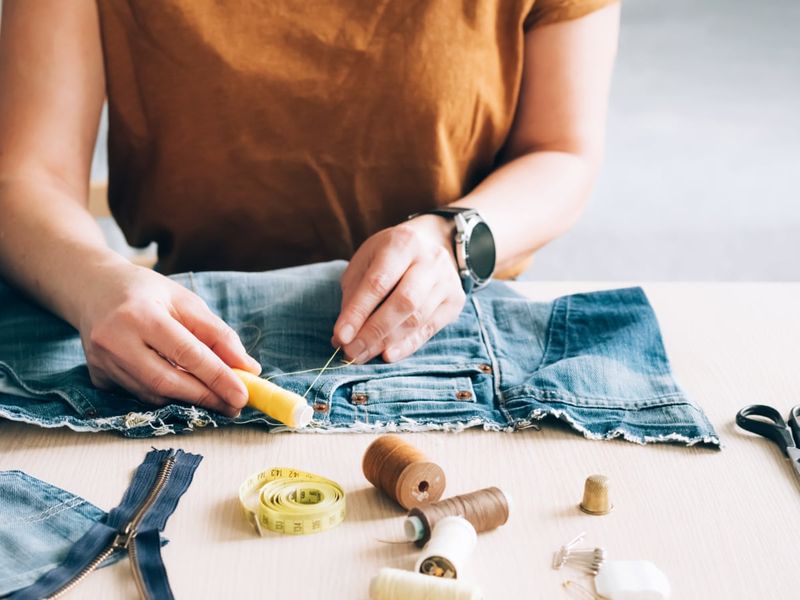 Mending Clothing with Sewing Needles and Patches