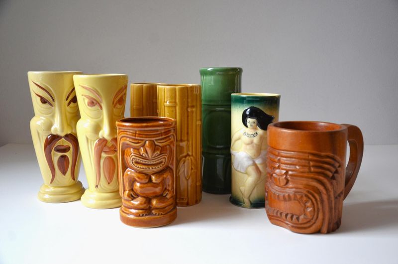 Home Bars with Tiki Mugs