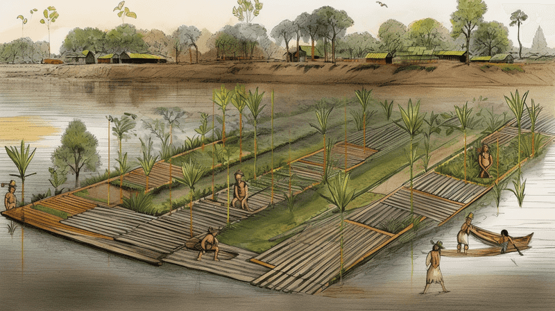 The Aztec Floating Gardens (Chinampas)