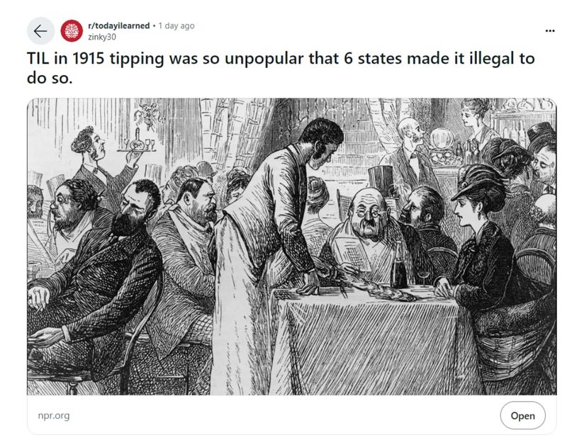 Tipping Was Outlawed in Several U.S. States