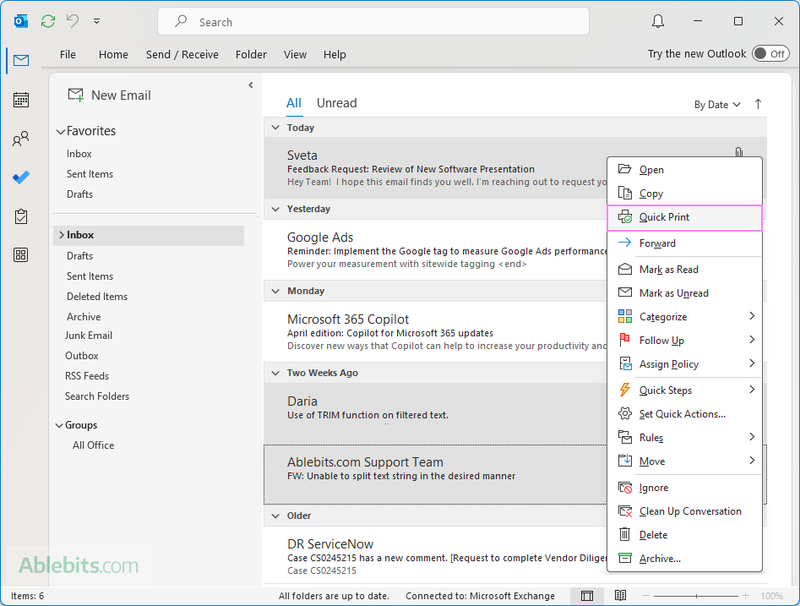 Printing Emails (and Everything Else)