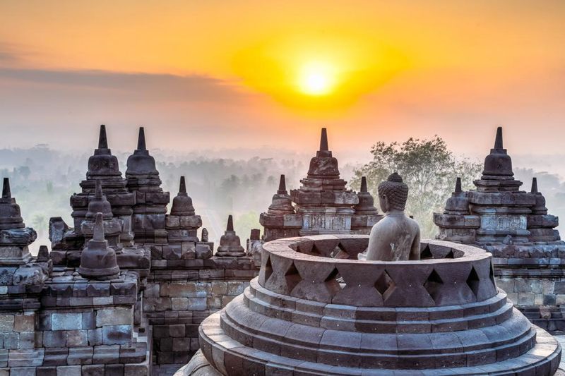Borobudur, Indonesia - Massive Buddhist temple covered in reliefs