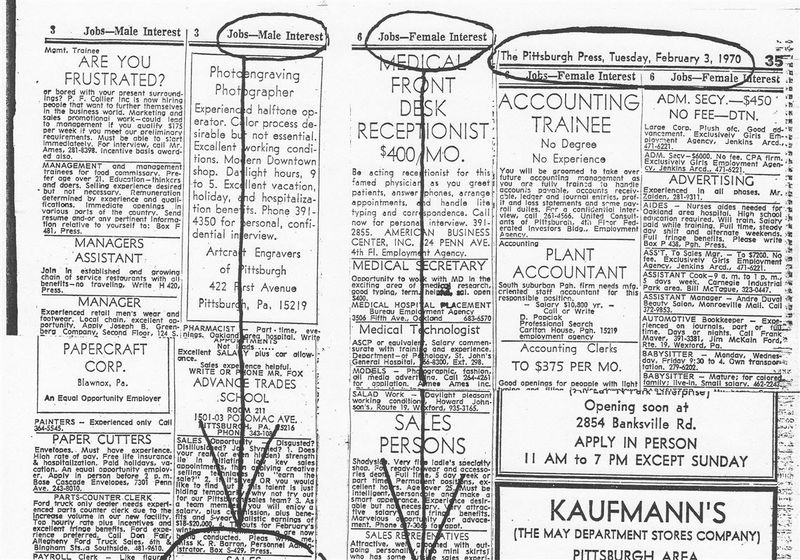 Gender-Segregated Help Wanted Ads