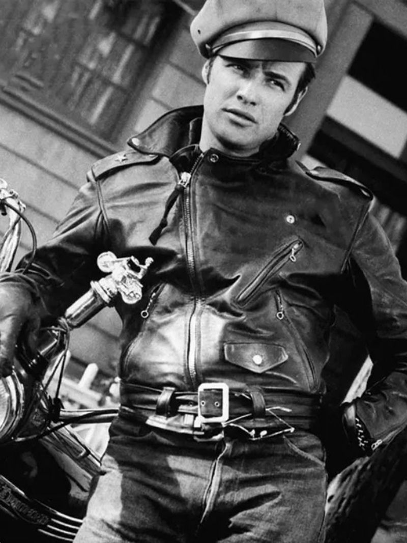Marlon Brando – In a leather jacket as Johnny Strabler in The Wild One (1953).