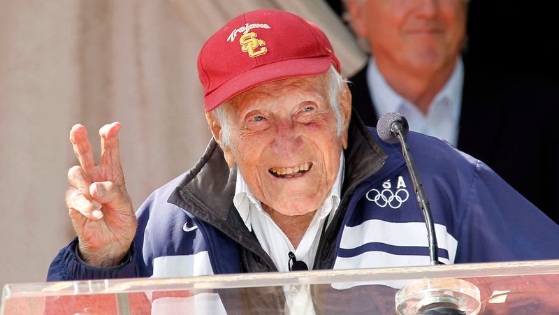 Louis Zamperini, Olympian & WW II hero, 2014