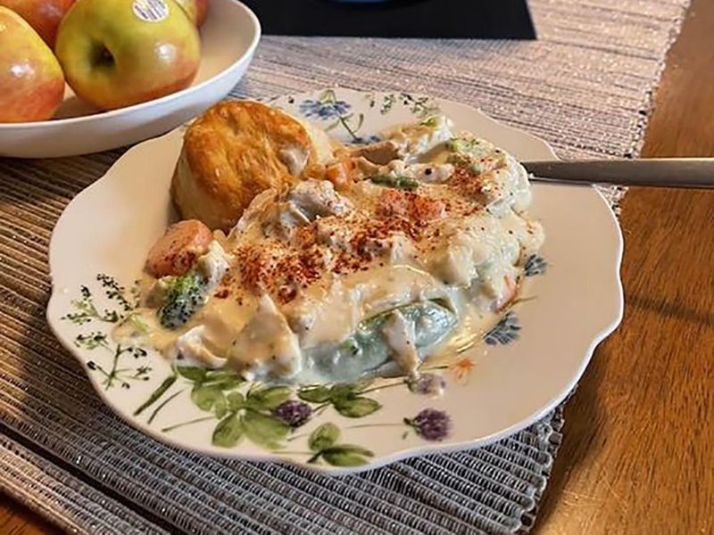 Creamed Chipped Chicken on Biscuits