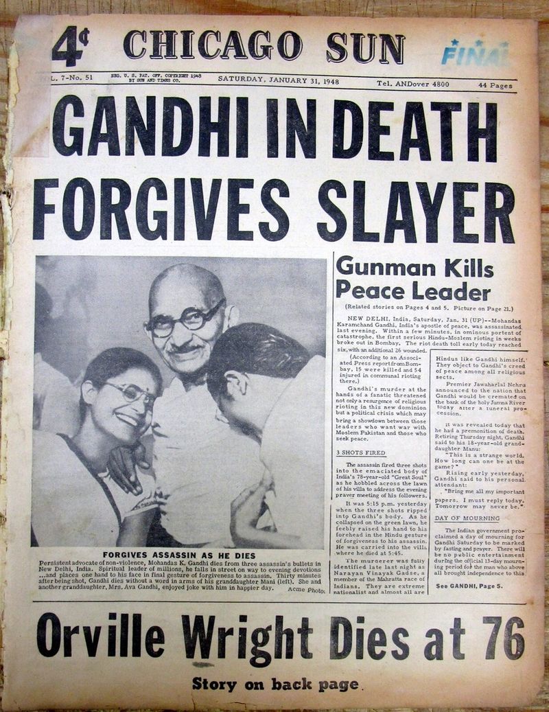 Orville Wright and Mahatma Gandhi — January 30, 1948