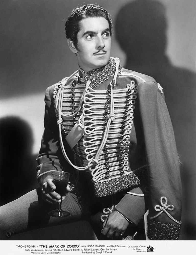 Tyrone Power – A ridiculously handsome leading man with perfect bone structure and piercing eyes.