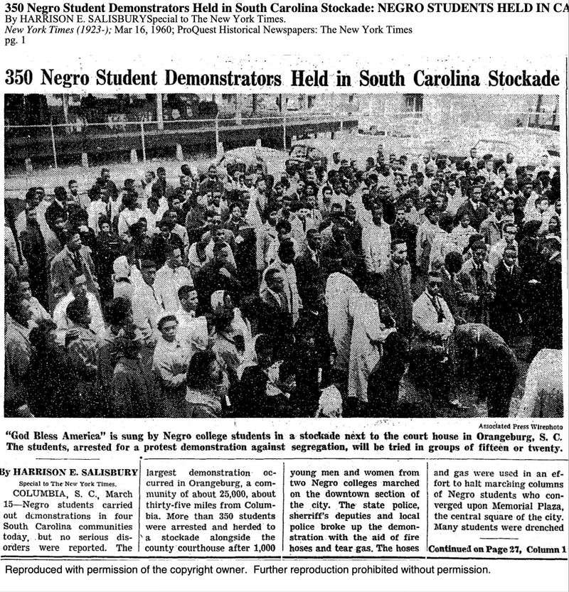 Orangeburg High School Student Marches (1960-1961)