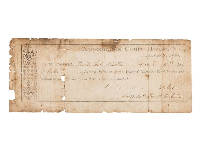 Parole Passes Were Issued to Confederate Soldiers