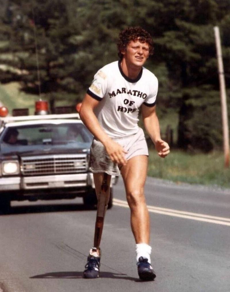 Terry Fox, Canadian athlete & cancer-research icon, 1981