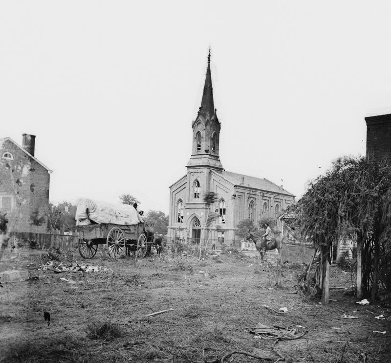 Unexploded Shell in a Church Wall