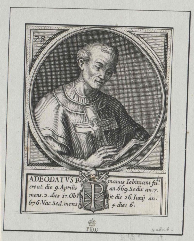 Pope Adeodatus II, 77th pontiff of the Catholic Church, 676