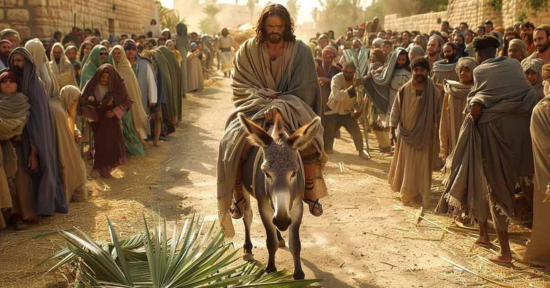 The Triumphal Entry on a Donkey (Zechariah 9:9)