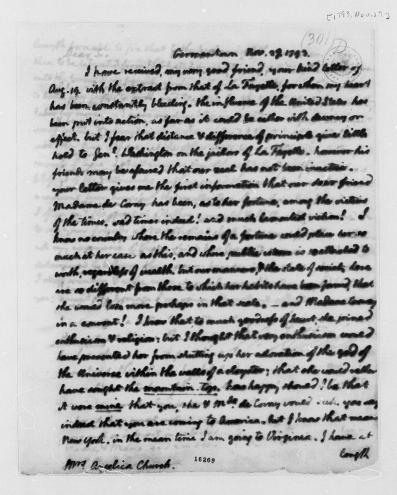 Angelica Schuyler & Thomas Jefferson