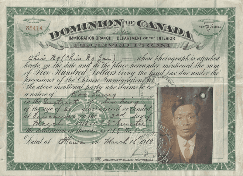 Head Tax – Chinese Immigrants in Canada