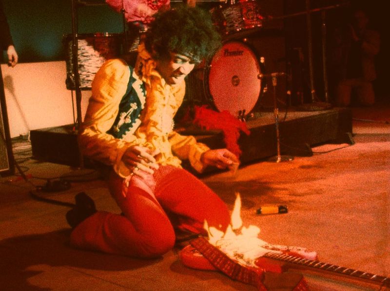 Jimi Hendrix Sets His Guitar on Fire (1967)